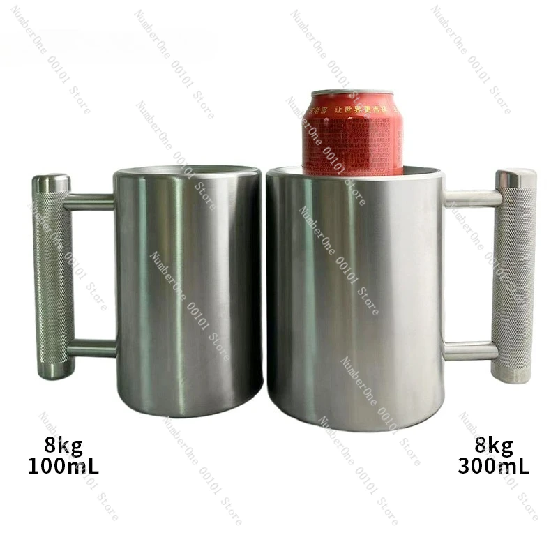 8kg Dumbbell Cup 304 Food Grade Stainless Steel Water Cup Overweight Sports Water Mug Men and Women Home Gym Powerlift