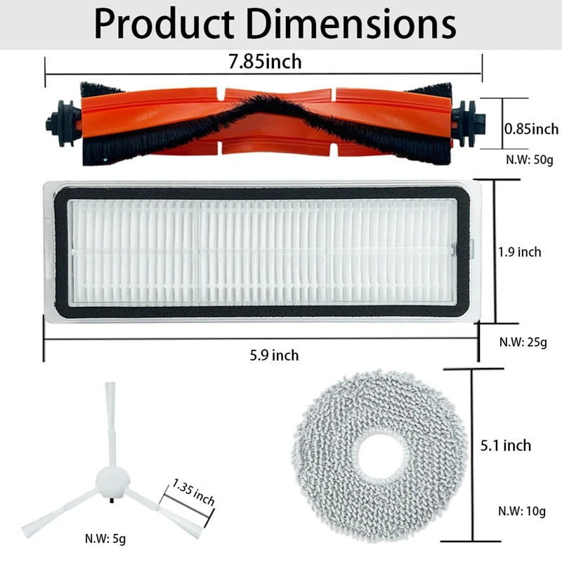 BAAG-para Xiaomi Robot aspirador X20 + / X20 Plus, repuesto de aspiradora, Cepillo Lateral principal, paño de mopa, piezas de filtro