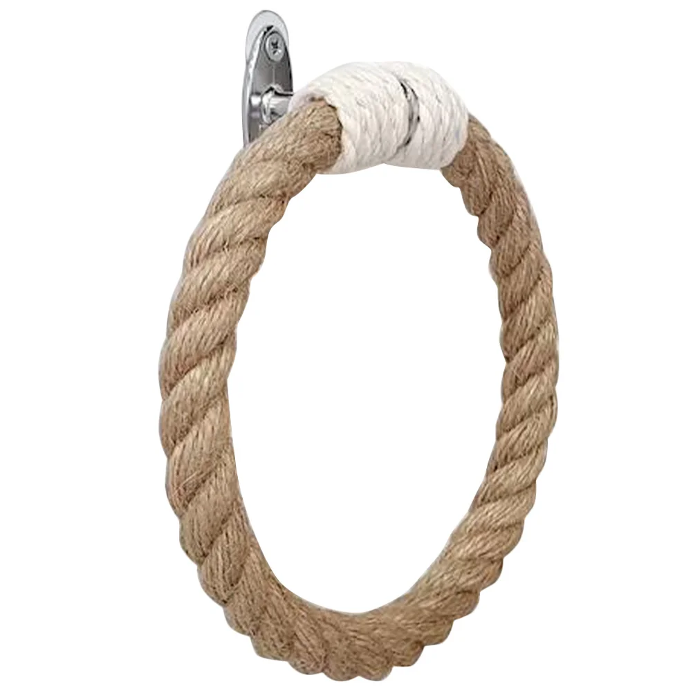 Bohemian Style Towel Rack Premium Iron Hemp Rope Wall Mount Bathroom Decorative Towel Holder Woven Storage Rack For Kitchen