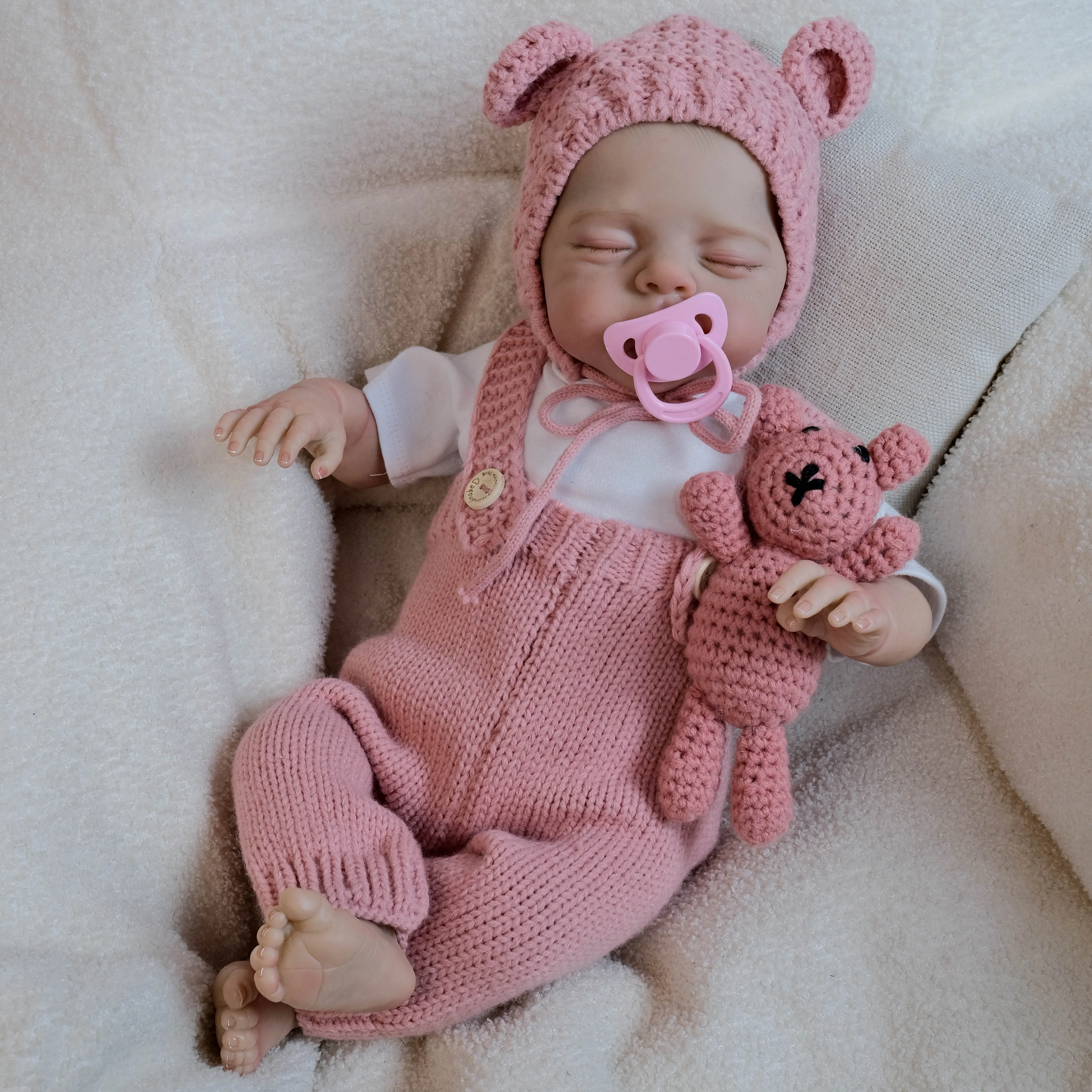18 Inch Reborn Doll - Newborn Baby Doll - Realistic Handmade Soft Body With Hand Draw Hair & Hand Painted Visible Vein