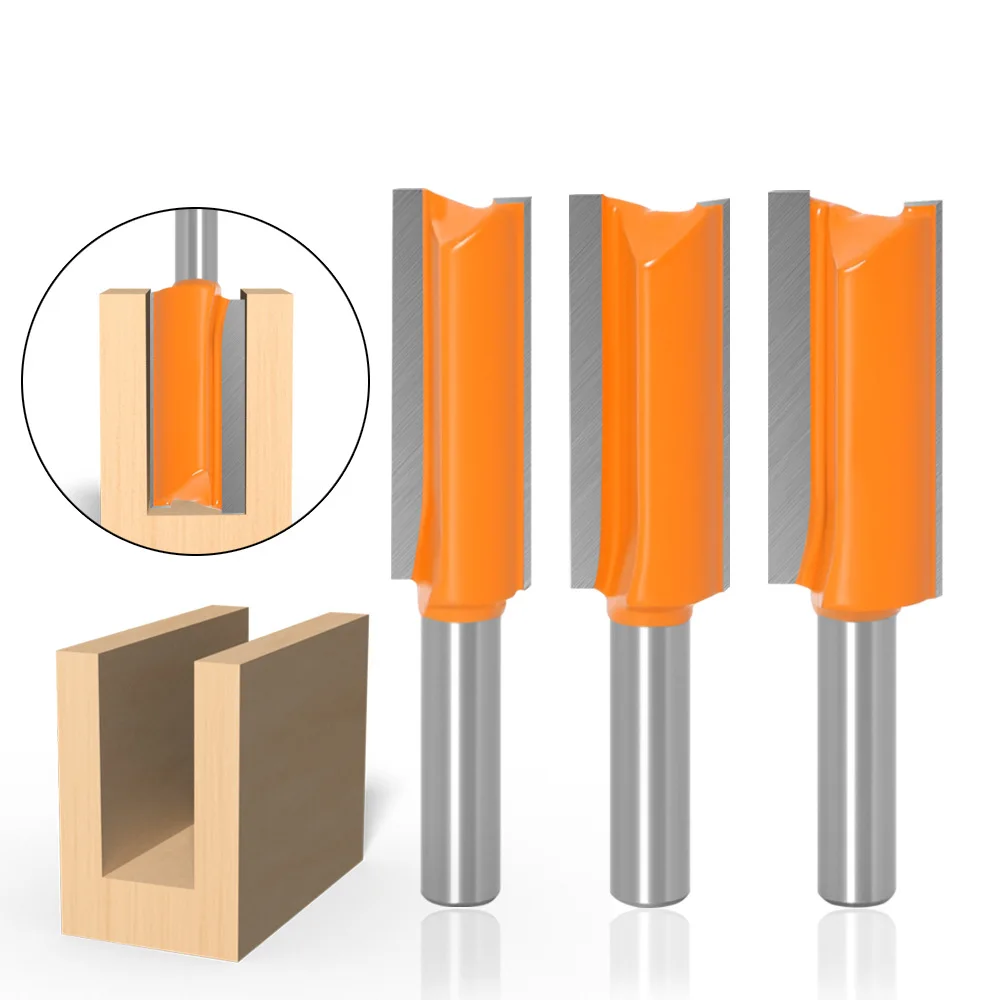 1PC 8MM Shank Milling Cutter Wood Carving Double Flute Straight Bit Milling Cutter for Wood Carbide Router Bit Woodwork