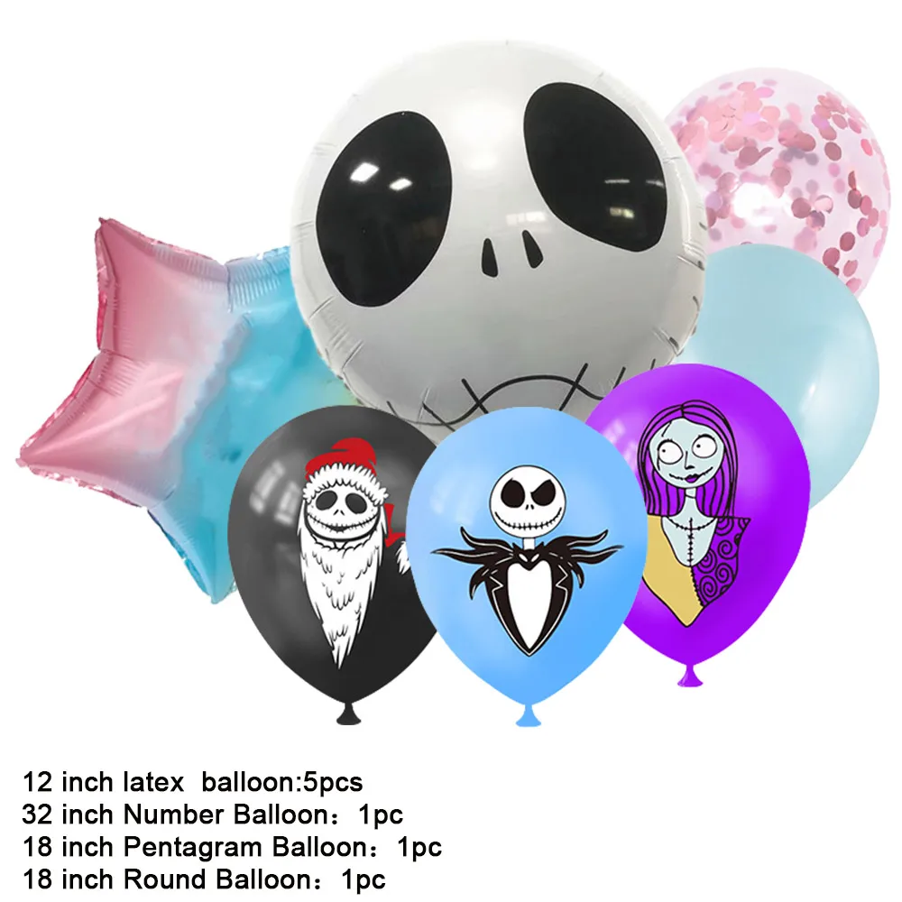 Decoración de fiesta de cumpleaños con temática de pesadilla antes de Navidad, juego de globos digitales de látex para Baby Shower, regalo para niño