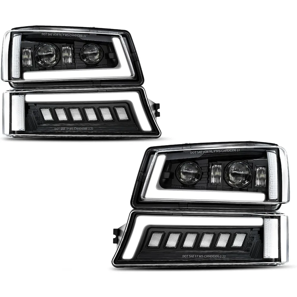 

Светодиодные фары в сборе, одобренный DOT луч, совместимый с Chevy Silverado Avalanche 2003-2006, прозрачный боковой габаритный отражатель