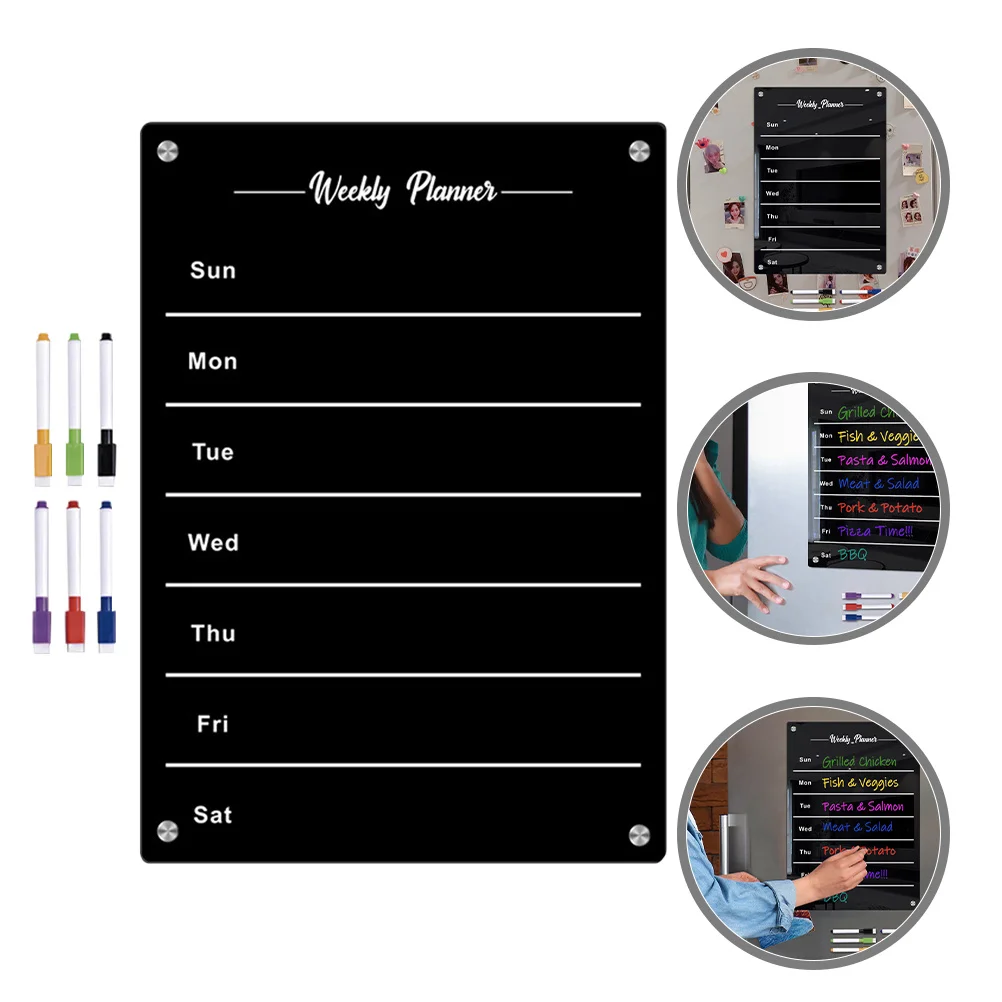 1Set Acrylic Magnetic Dry Erase Board for Refrigerator Daily Weekly Planner Fridge to Do List Organizer Magnetic Dry Erase Board