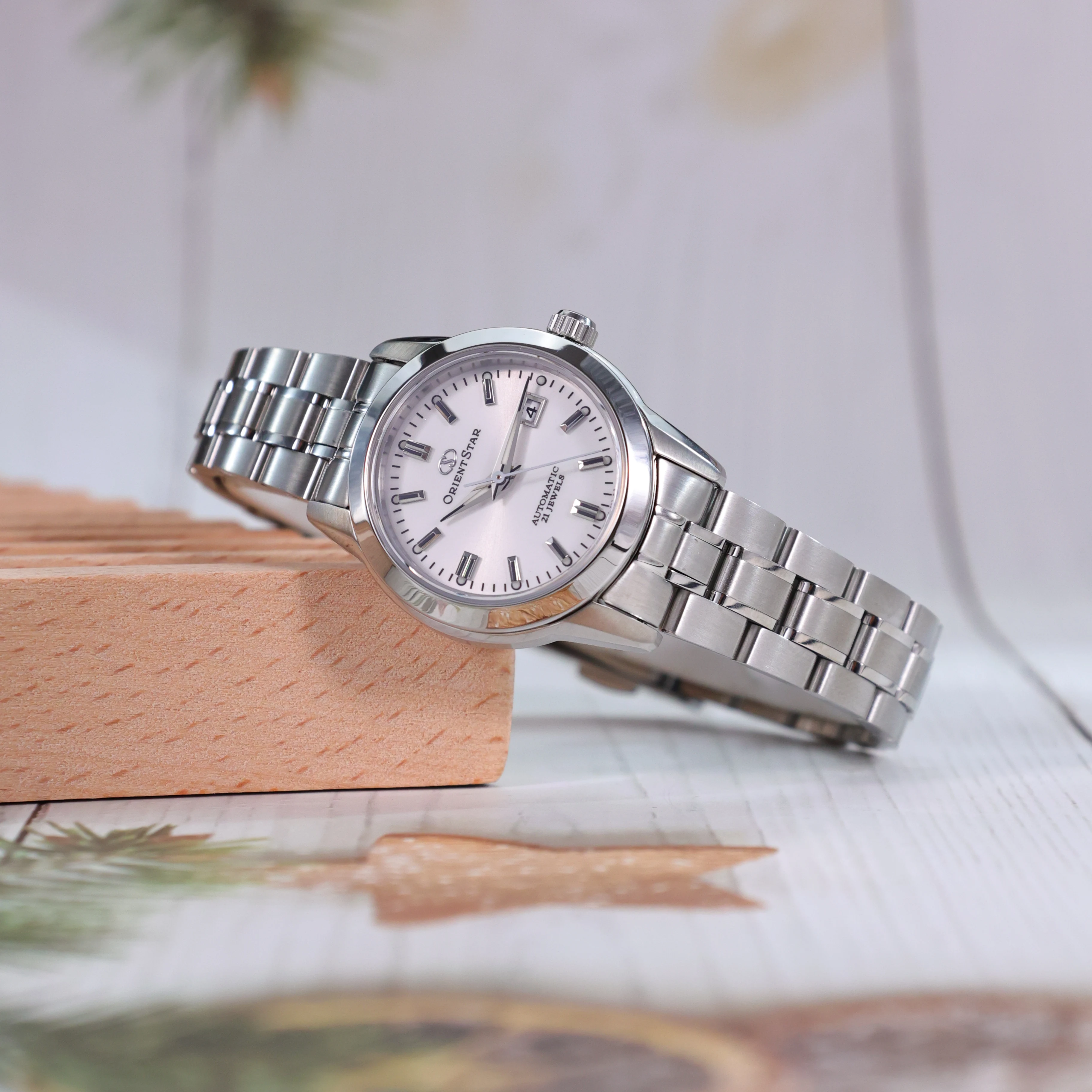 ساعة أورينت ستار اليابانية الأصلية ساعة ميكانيكية أوتوماتيكية 100 متر مقاومة للماء ساعة نسائية زجاج الياقوت