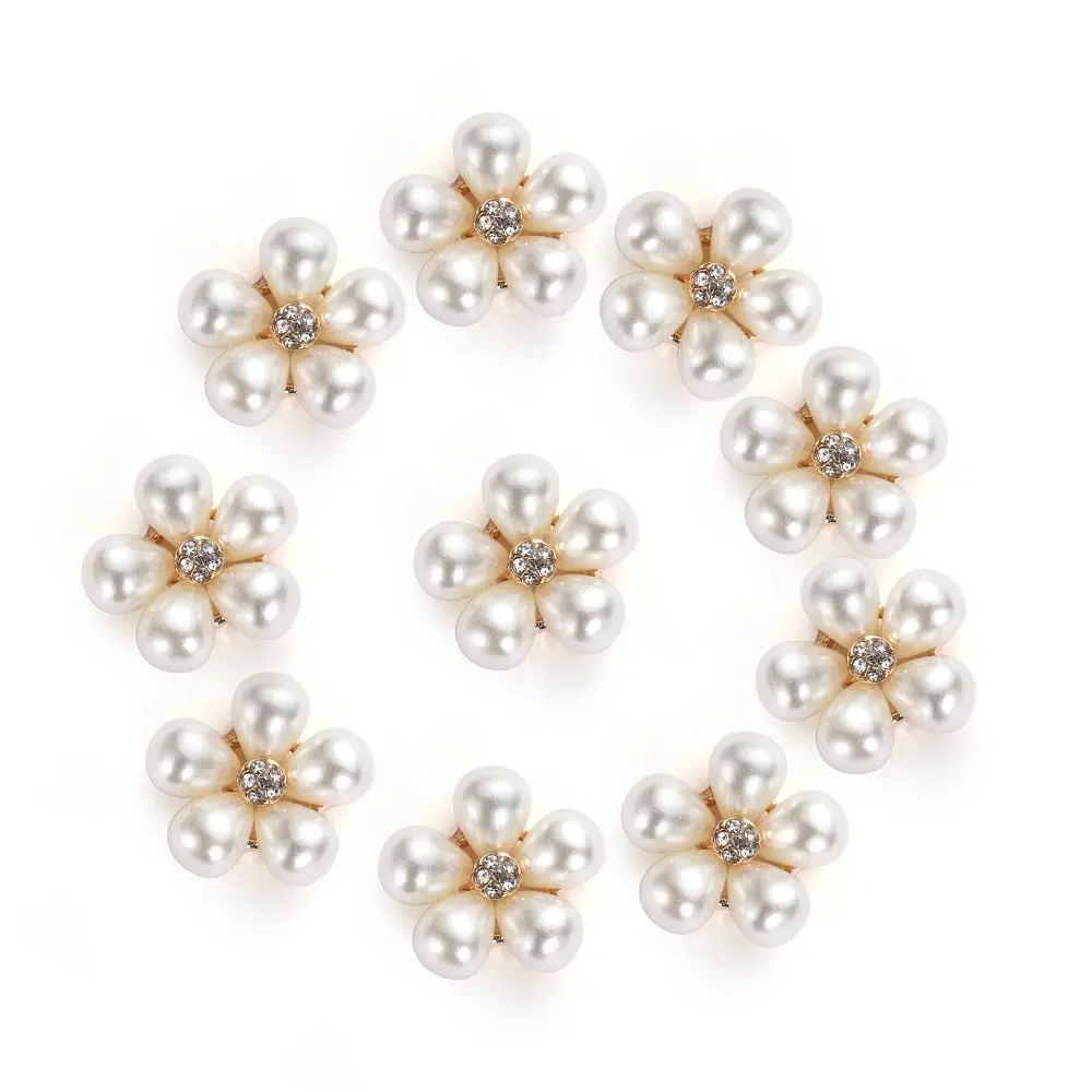 10Pcs Tool DIY Clothing Scrapbooking Garment Decorative Rhinestone pearls sewing button Flower