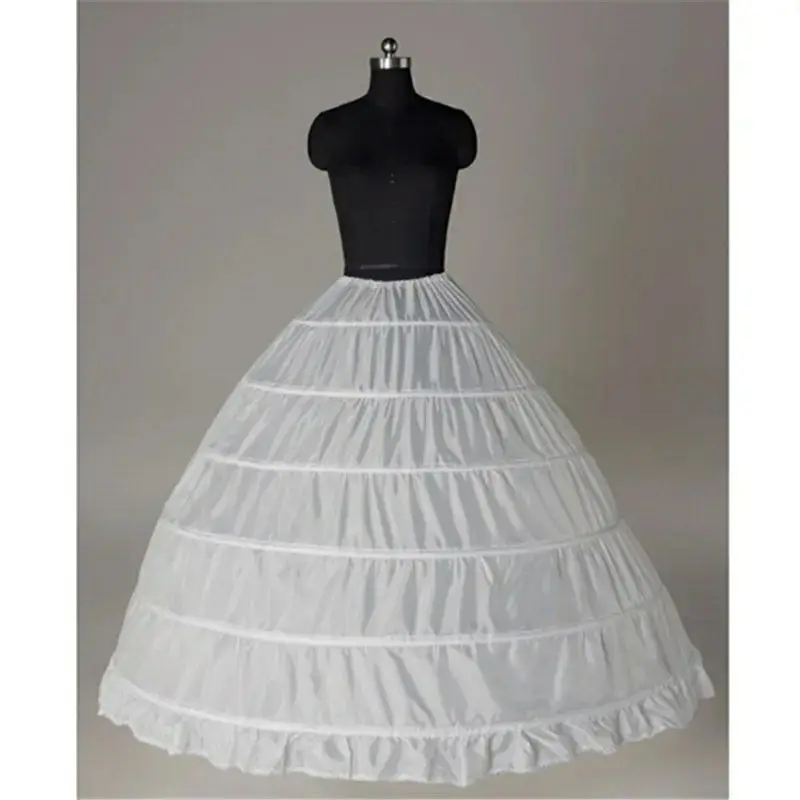 6 Hoop Crinoline Long Wedding Petticoat Ball Gown Dress Black White Red Underskirt Skirt Half Slips Wedding Accessories