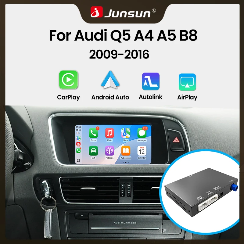 Modulo Decoder Wireless CarPlay Android Auto Junsun per Audi A4 A4L B8 A5 Q5 Q5L MMI 3G 2009-2016 con AirPlay Mirror Link e Navigazione GPS