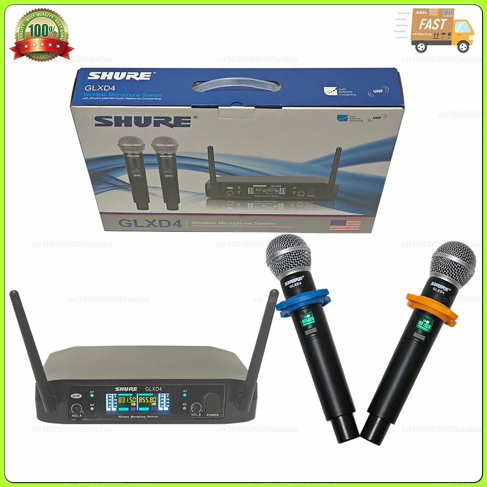 Shure GLXD4 UHF Wireless Microphone 2 Channel Fixed Frequency Points 831.5 and 855.8 MHZ Host Live Broadcast Handheld Microphone