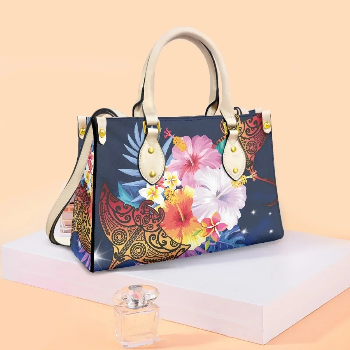 Hawaii Tropical Polynesian Print Women Handbags Plumeria Hibiscus Fashion Small Messenger Bags Couple Manta Ray Female Clutch