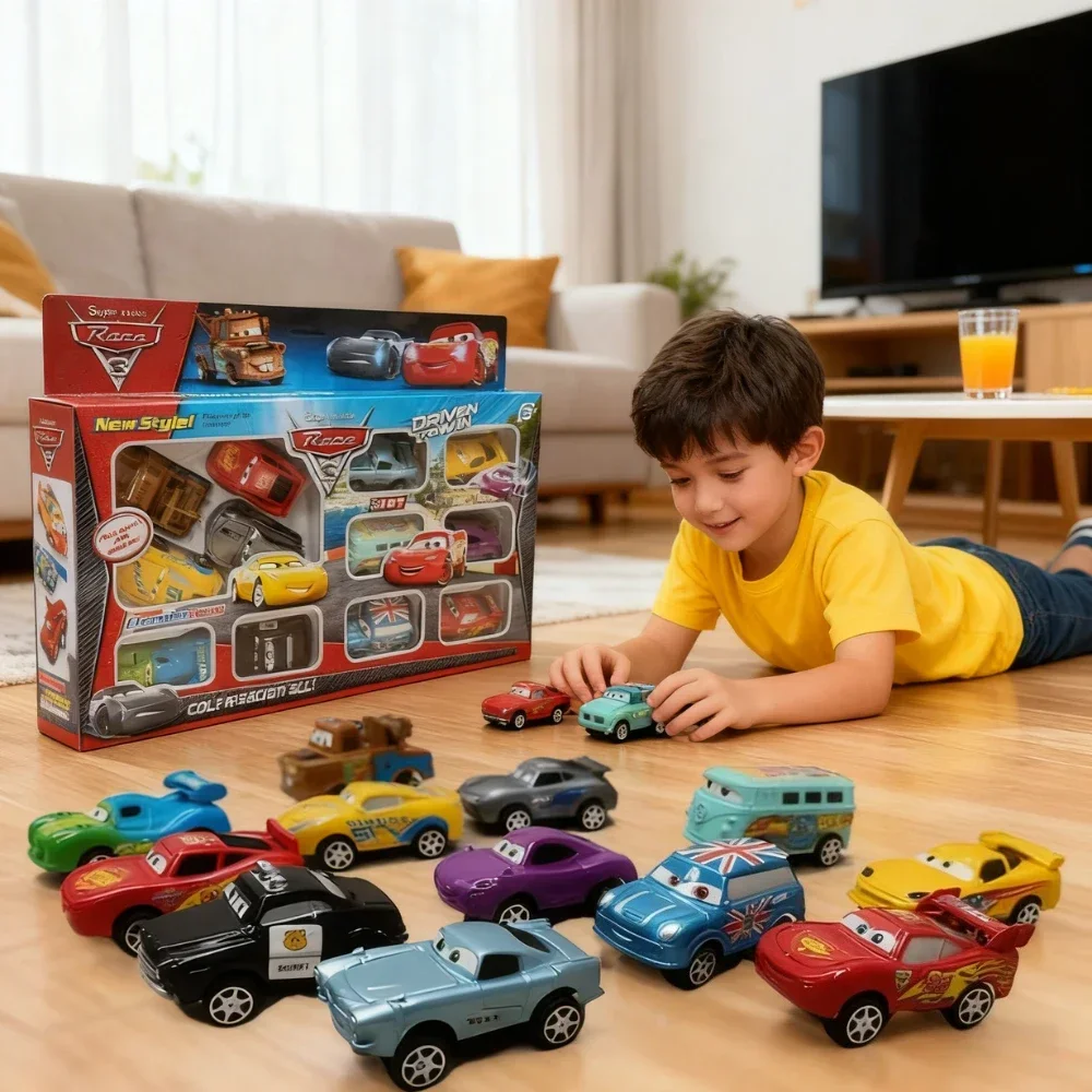 ديزني الساخن 12 قطعة/المجموعة بيكسار سيارة القوة الخلفية البرق ماكوين جاكسون العاصفة ماتير نموذج سيارة مرافقة لعب الاطفال هدايا عيد الميلاد #4