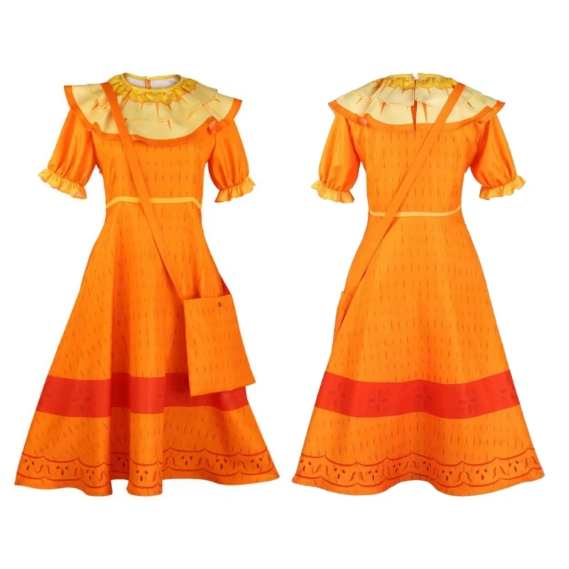 

Anime Movie Cosplay Costume Pepa Orange Adult Ruffle Princess Dresses Mirabel Charm Fancy Dress Carnival Women Roleplay Clothing