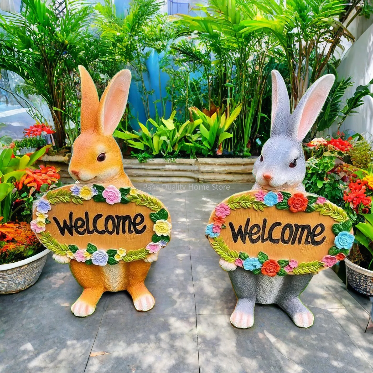 Cute Rabbit Welcome Brand Animal Resin Ornament Garden Decorative Crafts Ornament Patio Outdoor Garden