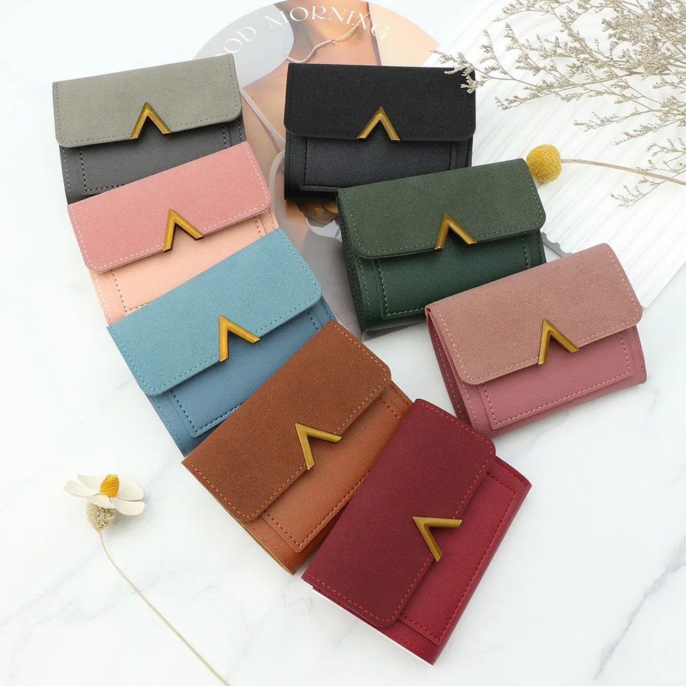

New Simple Short Women Wallets Fashion Large Capacity Female Coin Purses Mosaic color Small Card Bag Wallet