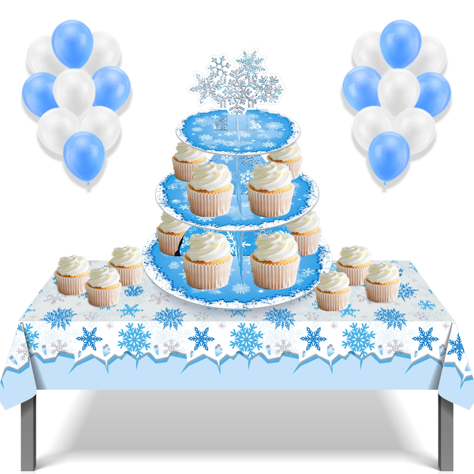 3-stufiger blauer Schneeflocke – Cupcake Stand Tier Bewertung und Preis
