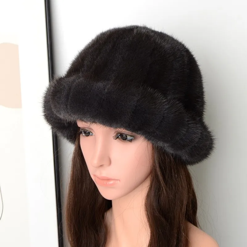 

Fashionable water-fleece hat women's outdoor ear-protecting fur round basin dome