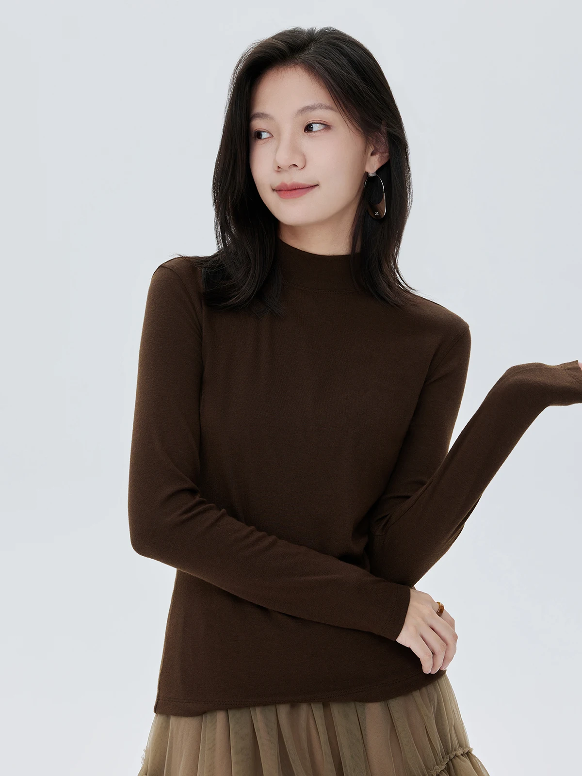 

Queen Camere Long Sve Slim Fit Knitwear f High Collar Women's Base irt Multiple Colors Winter Elastic Inner Wear