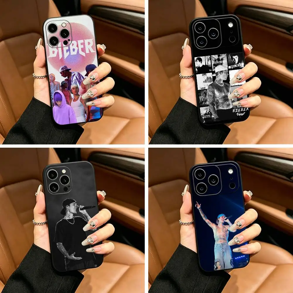 

Top pop male singer Justin-B- Bieber Phone Case For iPhone 17,16,15,14,13,12,11 Pro Max,16/15/14Plus,XS Soft Black Cover