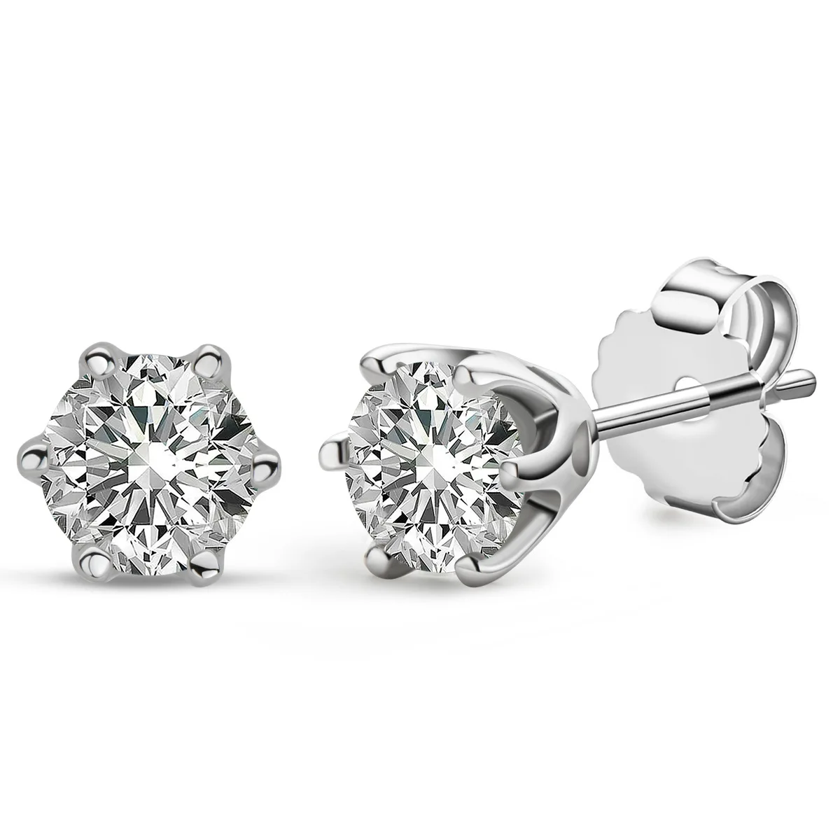 

Jewlara S925 Стерлингового Серебра Круглый Муассанит 5 мм Классические Серьги-гвоздики Модные и простые женские Пригородные Серьги