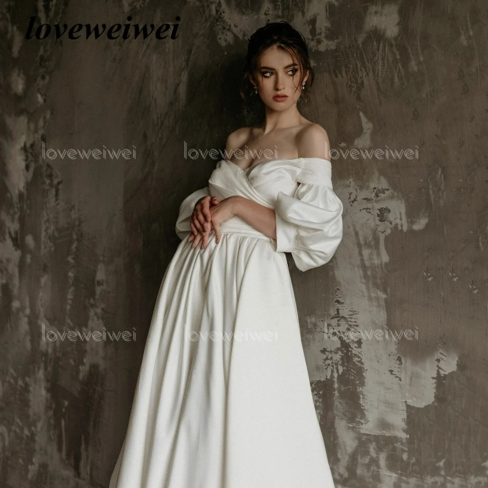Abiti da sposa personalizzati per le donne Abiti da sposa con spalle scoperte Abiti da sposa eleganti con scollo a V a linea vestido de novia