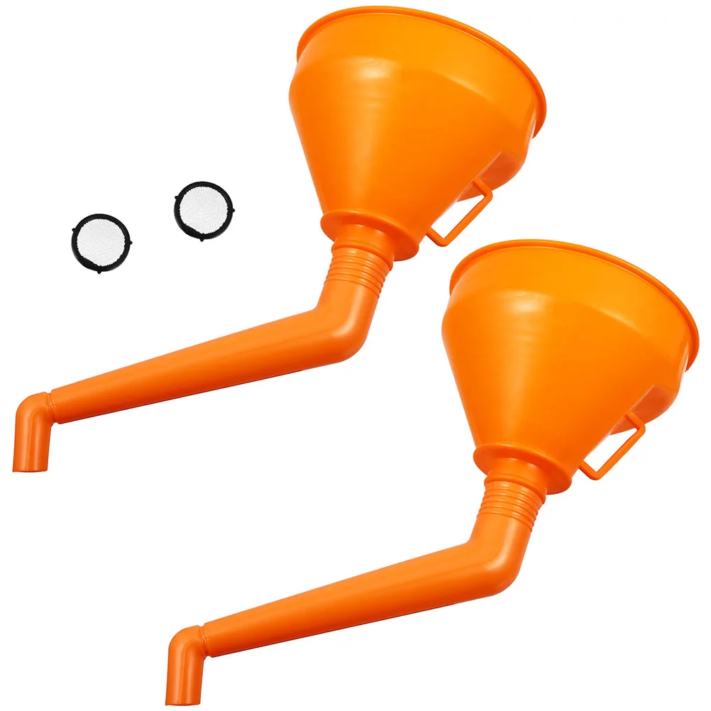 

2pcs Thickened Large Mouth Oil Funnel for Gasoline Motorcycles Cars ABS Durable Fuel Engine Wide Application Orange