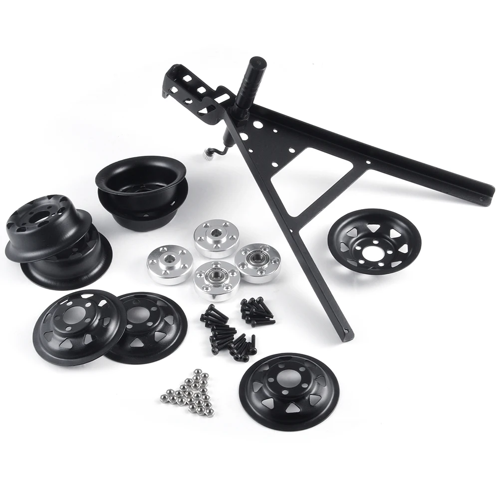 YEAHRUN Trailer with box Heavy Metal Trailer Kit for 1/18 RC Micro Crawler Upgrade