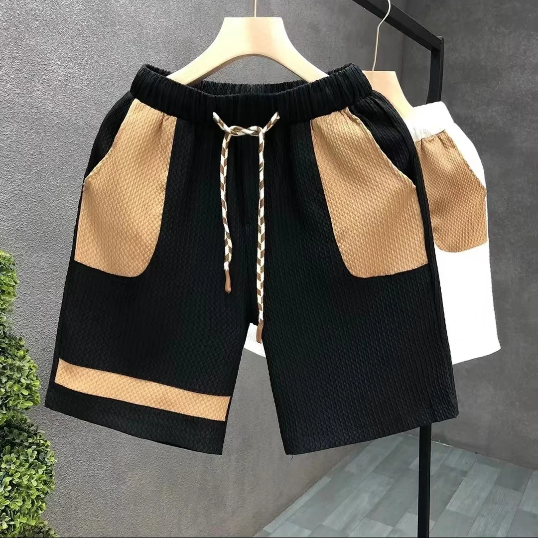 Men's Clothing Pure Color Patchwork Casual Summer Lightweight 5 Inch Shorts American Style Trendy Beach Shorts for Men