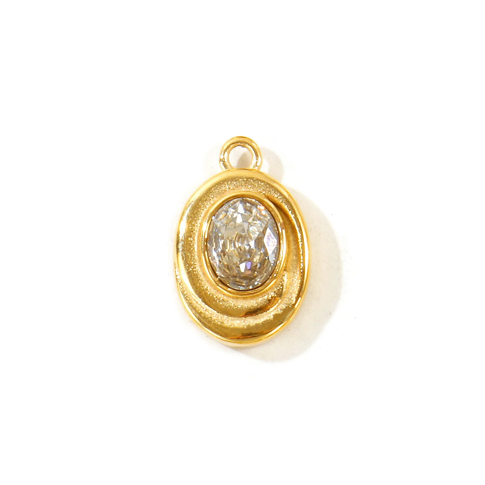 1 Stück Mehrfarbiger Ovaler Kubischer Zirkonia Geometrischer Anhänger 18K Vergoldeter 304 Edelstahl-Anhänger für DIY Halsketten-Schmuckherstellung – Detail 8