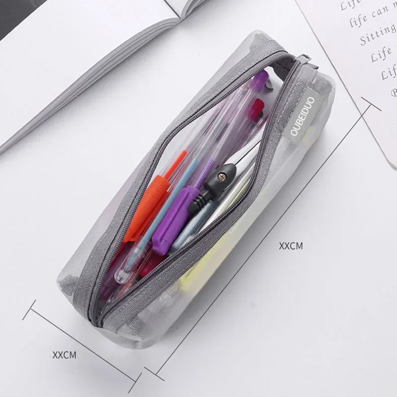 Mesh-Federmäppchen, transparent, Stifte-Beutel, niedlich, einfach, ästhetisch, Tasche, Organizer, Büro, Schulbedarf für Studenten, Schreibwaren – Detail 2
