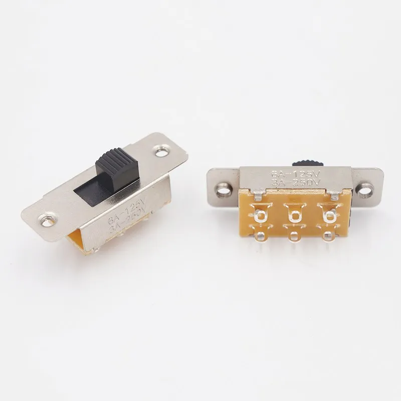 10szt SS-22L05 8mm Wysokość pokrętła On Off 2 Pozycja 2P2T 6 Pins PCB Panel Slide Switch 6A/125V 3A/250V AC Car Refrigerator Cleaner