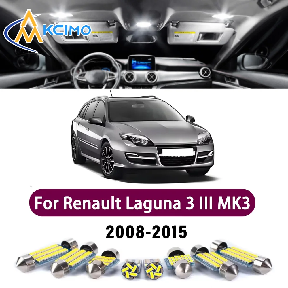 LED Canbus Interior Reading Dome Vanity Mirror Light Kit For Renault Laguna 3 III MK3 2008-2015 Premium Easy Install Lights