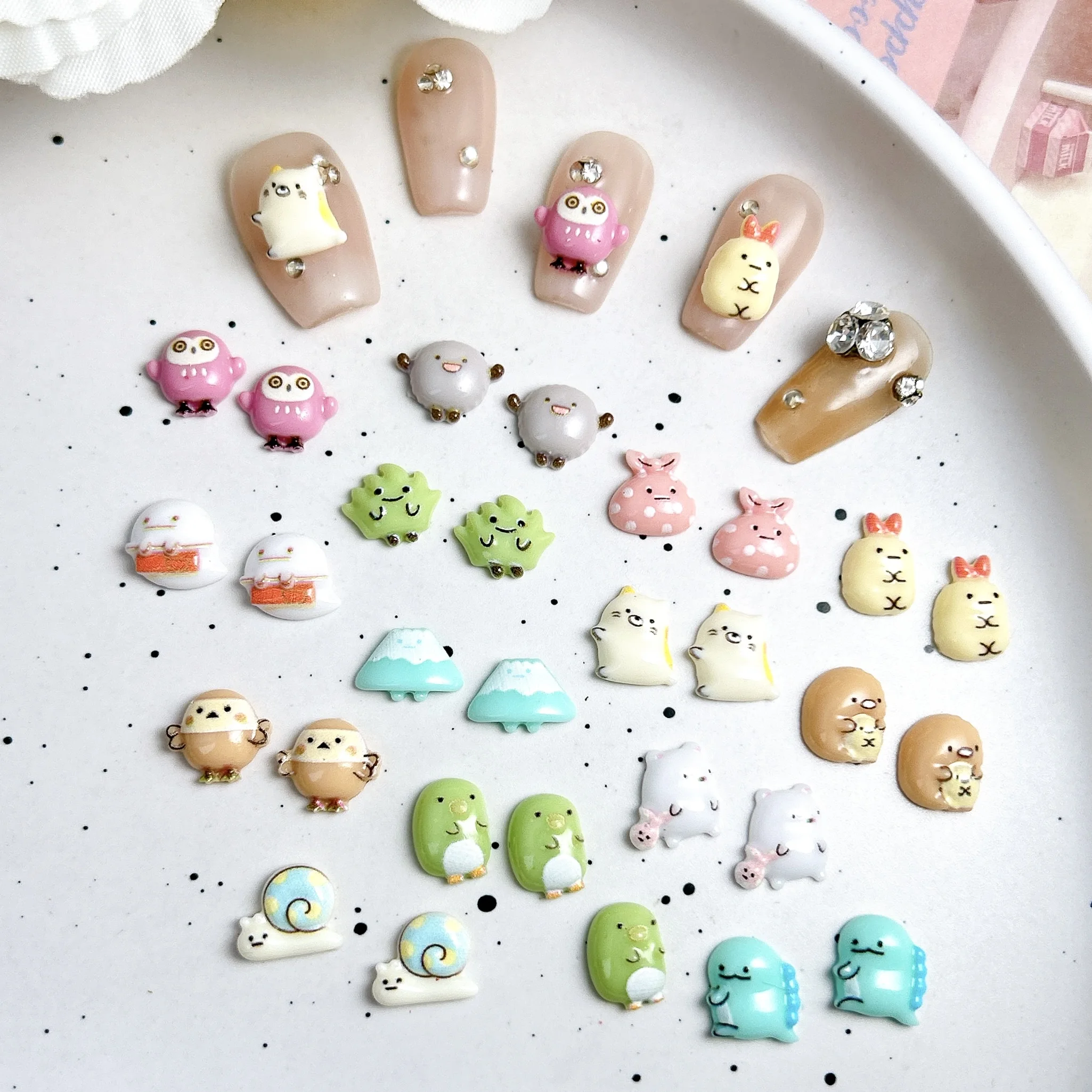 50 قطعة الكرتون ديناصور بركان البطريق الراتنج مسمار السحر الإبداعية مضحك العشب الحلزون التعبير سلسلة مسمار الفن زينة DIY بها بنفسك #3