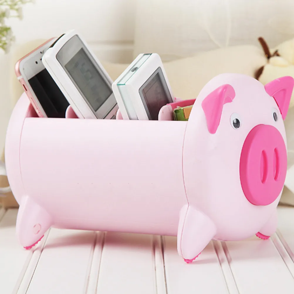 Phone Remote Control Desktop Storage Box Organizer for Office Home Bathroom Kitchen Stationery Mobile Accessories Creative Pig