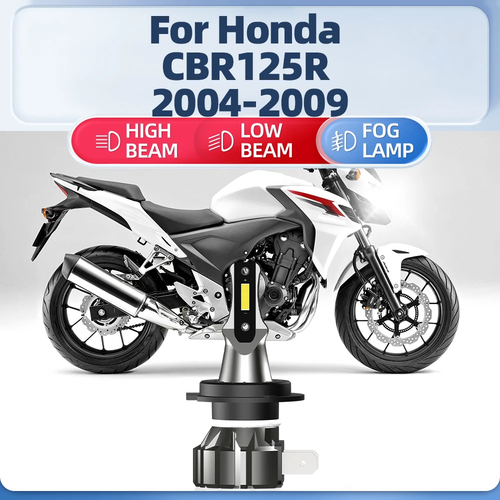 

10000LM Motorcycle Front LED Headlight 12V 6000K Plug And Play Moto Lamp For Honda CBR125R 2004 2005 2006 2007 2008 2009