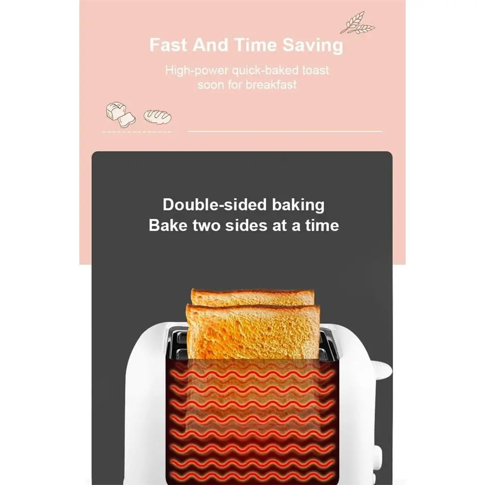 Automatic 2-Slice Toaster with Removable Crumb Tray for Mini Breakfast Bread