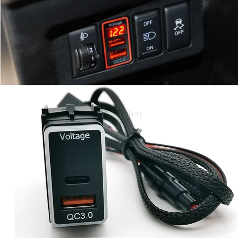 Двойное зарядное устройство QC3.0, быстрое зарядное устройство Type-C PD, USB-адаптер для интерфейса зарядного устройства для Nissan Patrol Y62 X-TRAIL SUNNY SYLPHY Teana
