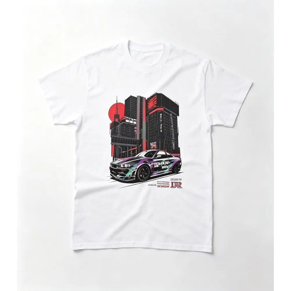 2026 New   Men JDM Sports Car City Night Graphic T-shirt Drift Tuning Culture Print Short Sleeve Casual Streetwear Car Fans Tee