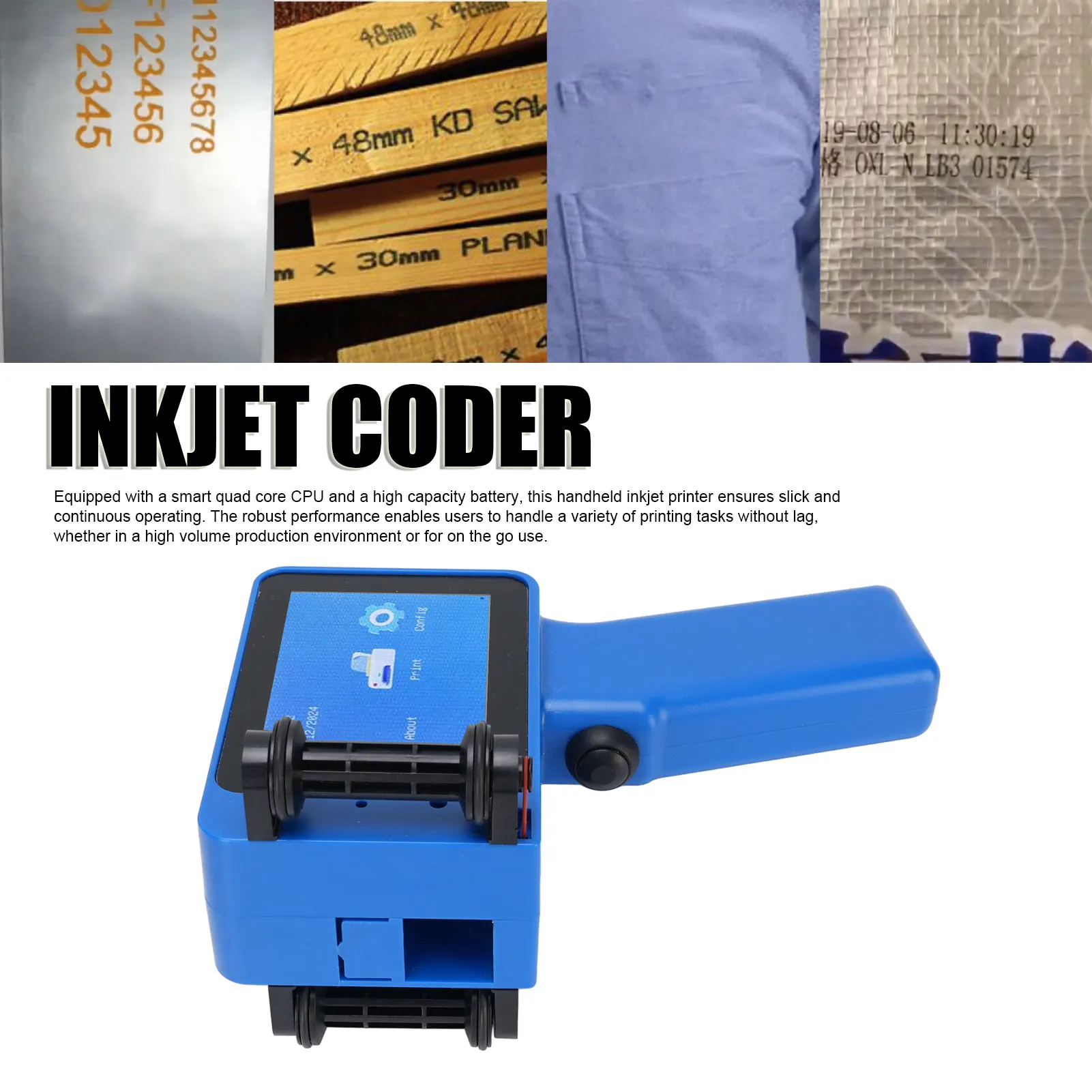 

Ручной струйный принтер, 2–12,7 мм, регулируемая по высоте, тип C, зарядка, HD светодиодный экран, эргономичный портативный струйный принтер для QR