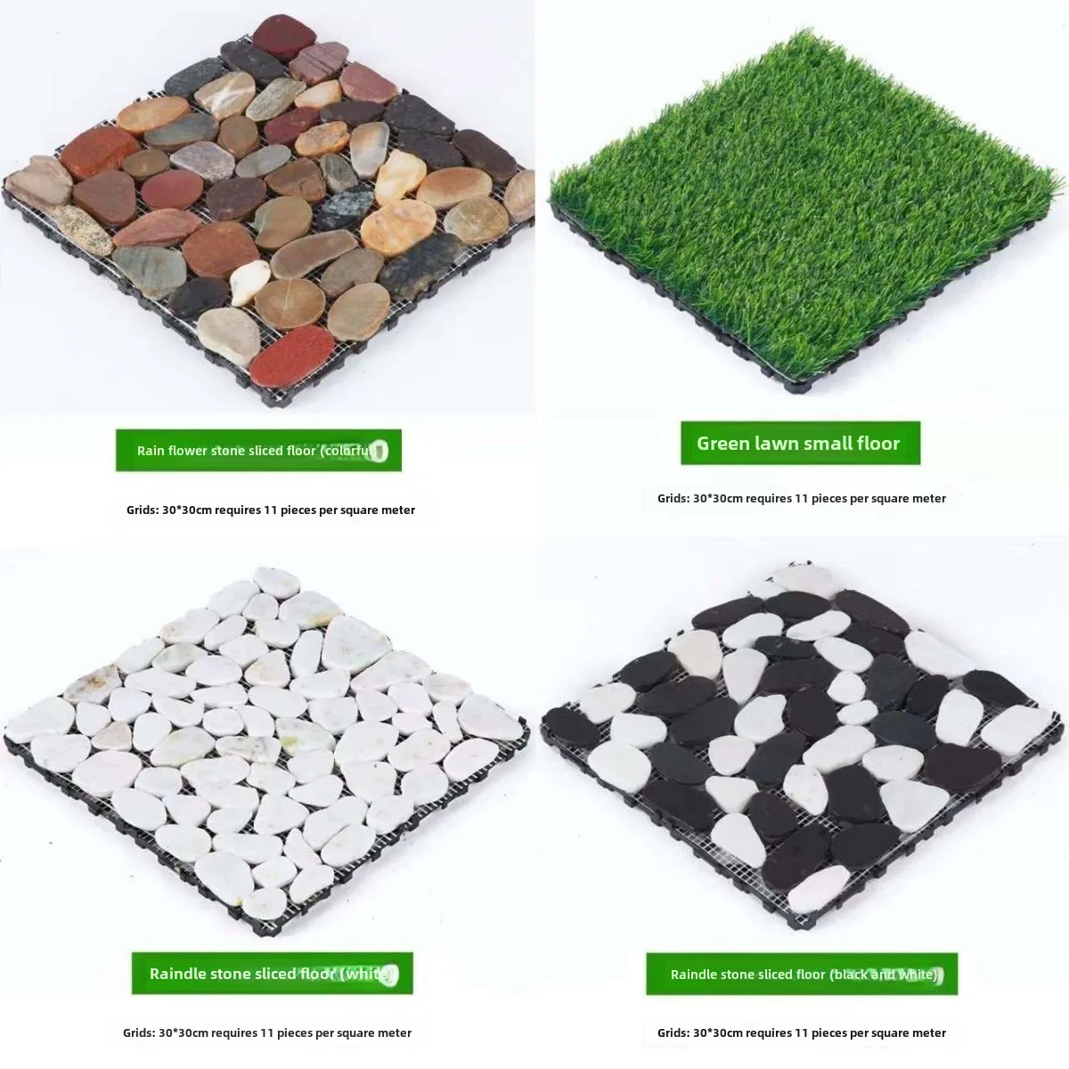 

simulation green lawn floor multicolored rain flower stone sliced floor balcony courtyard self-draining water grass flat