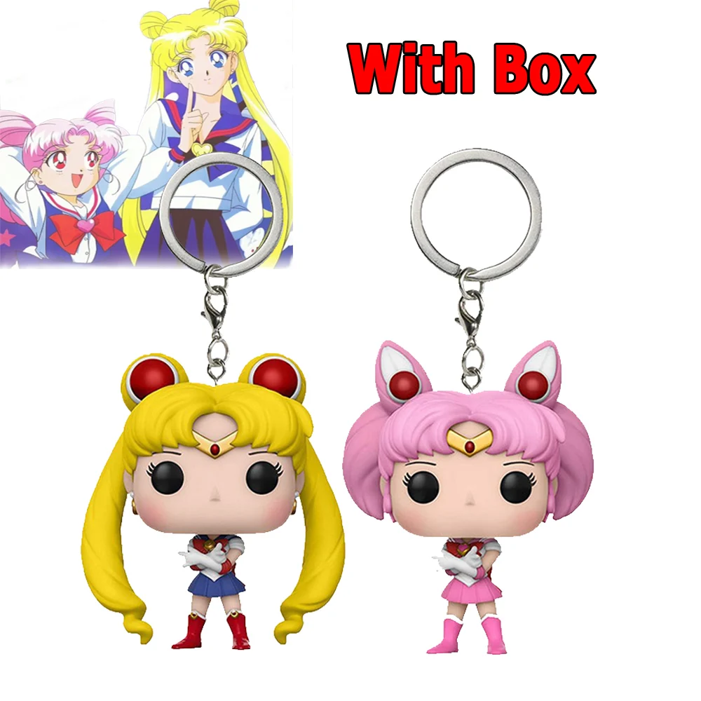 Anime Sailor Moon Keychain Cute Figure Doll Couple Bag Pendant Keyring Car Key Chain Accessories Toy Gift for Men Women Friends view 2