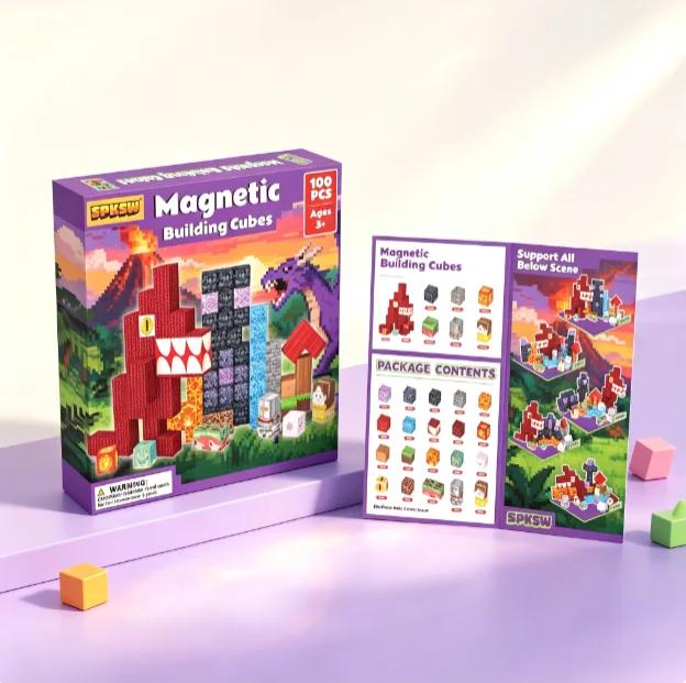 Magnetic Building Block Bricks Toy Mine Stacking Creative Architecture World DIY Model Set Educational Kids Gifts for Boy Girls