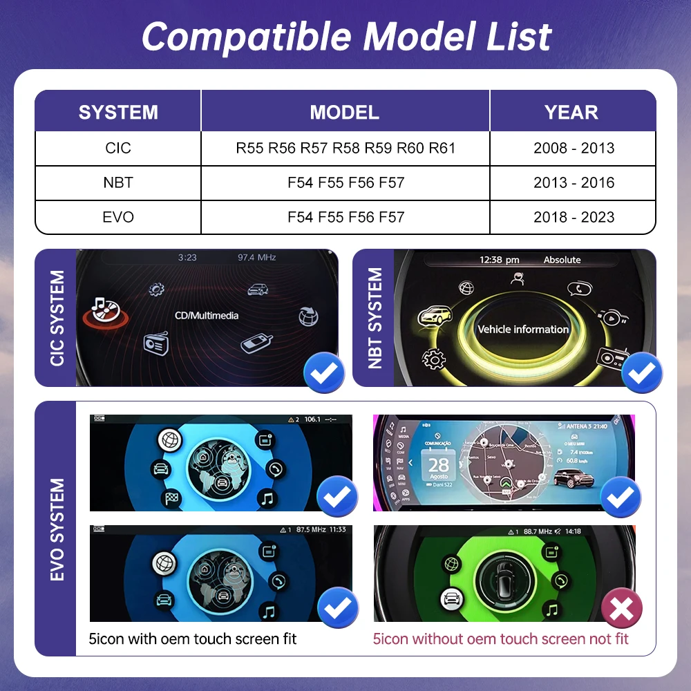 Kabelloses CarPlay für Mini R55 R56 R57 R58 R59 R60 R61 F54 F55 Clubman Countryman Hardtop John Cooper F56 F57 Android Auto Autoradio