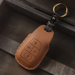 Crazy Horse Leather Car Key Cover Case Keyring Bag for BAIC X7 BJ40 Senova D50 D70 X55 X65 EU5 EU7 Fob Protector Keychain Holder