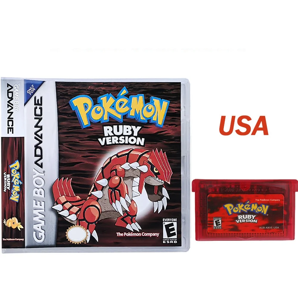 2025 Series Emerald FireRed Leafgreen Ruby Sapphire 5 Versions GBA Game in Box for 32 Bit Video Game Cartridge No Manual