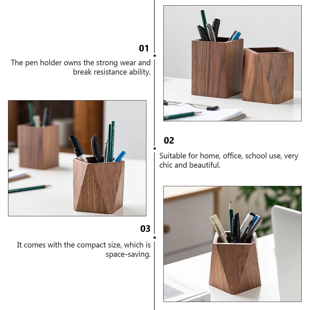 Desk Organizer Tray Black Walnut Pen Holder Wooden Home Stationery Desktop Container Tabletop Office