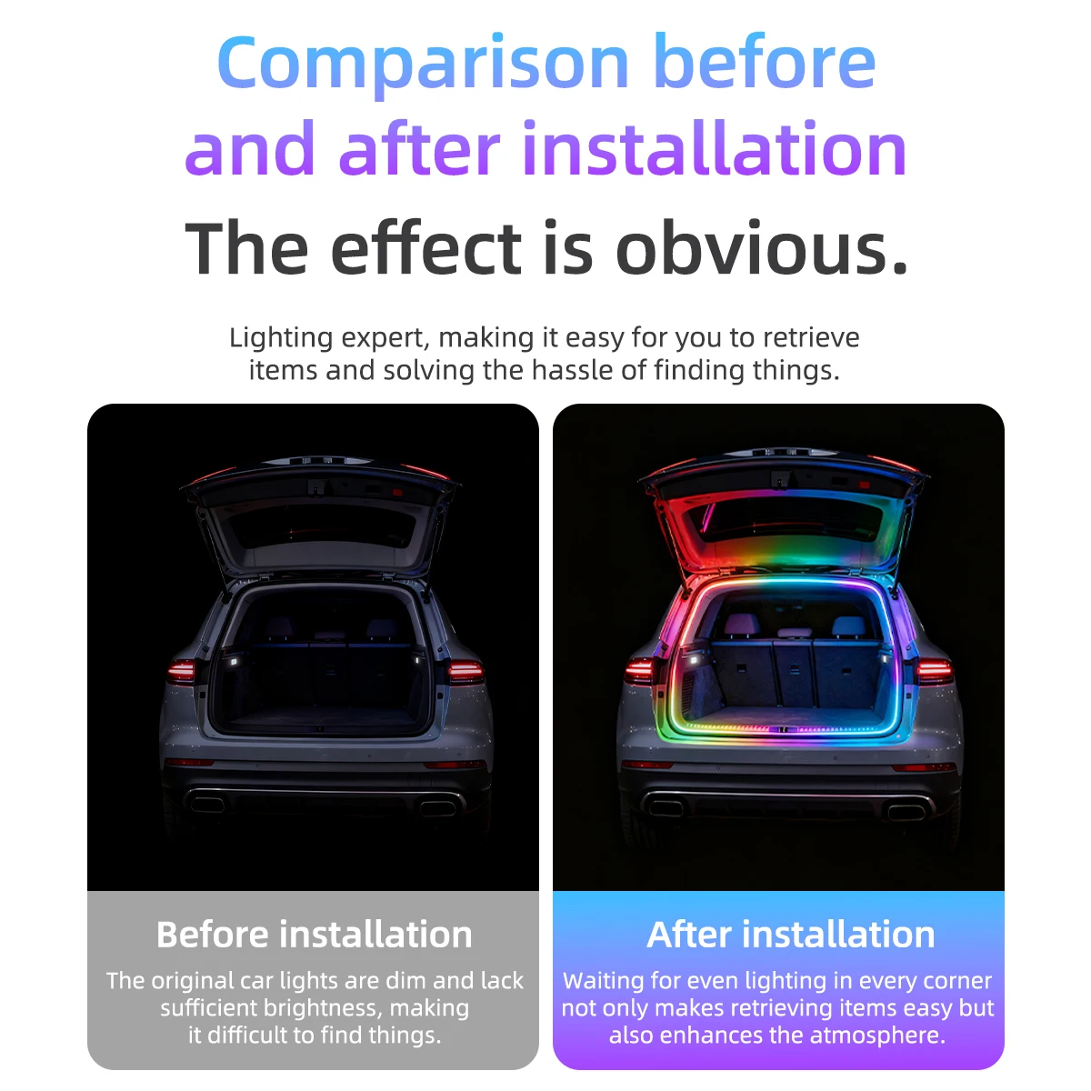 4M Universal Rainbow Auto Trunk Decoration Car Trunk LED Strip Light RGB Dynamic Chasing Light Exterior Interior LED Light 12V