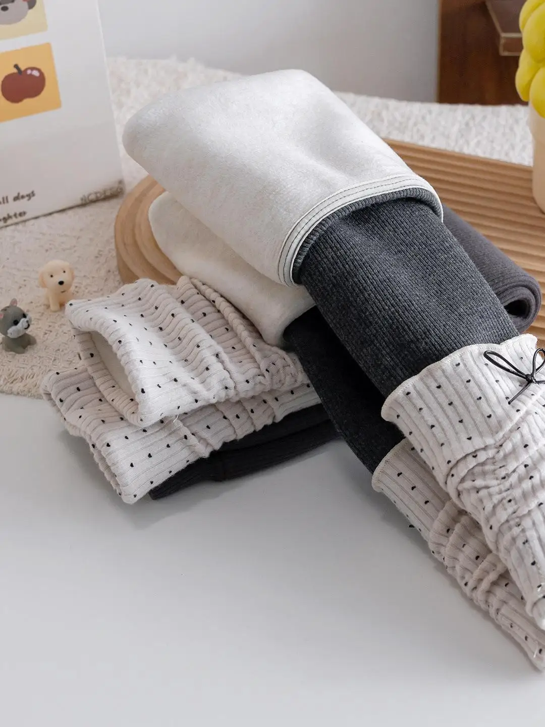 

Зимние удобные повседневные брюки для девочек с бантом в горошек, утепленные хлопковые брюки длиной 7/8, универсальные базовые брюки Sos