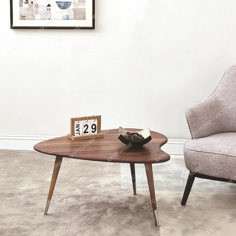 L Walnut solid wood light luxury living room coffee table B & B sofa side table medieval  heart-shaped tea table