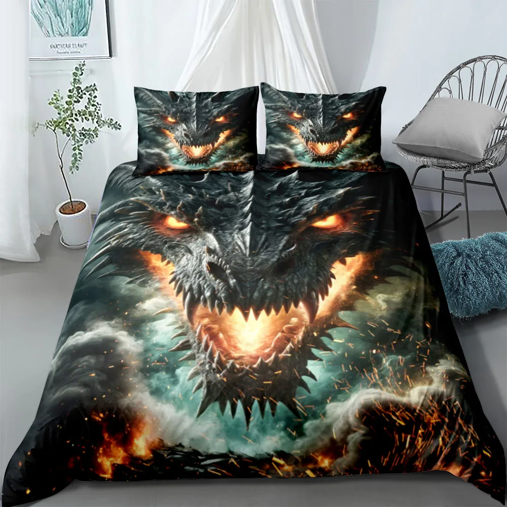 Dangerous Dragon Duvet Cover Set (No Filling) Soft Bedding Set Single Twin King Size For Kids Adult Bedroom Decor Birthday Gift