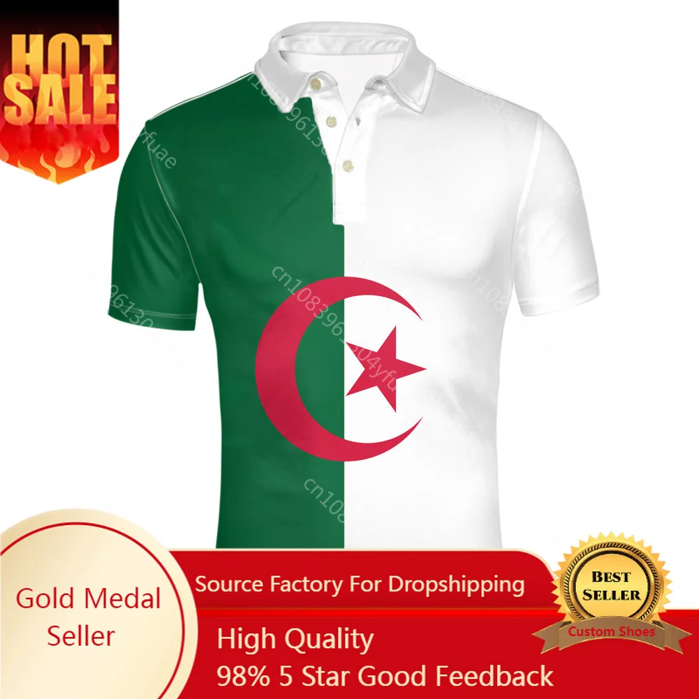 

Algeria Youth Free Custom Made Name Number Logo Lapel T Shirt Islam Arabic Algerie Arab Print Text Word Flag Photo Clothes